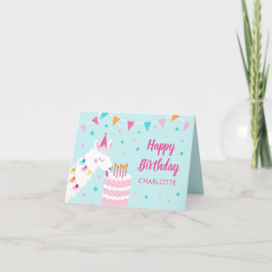 Tarjeta Torta divertida de Llama entera 5° Aqua Feliz cump