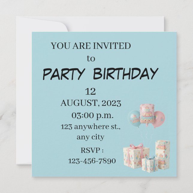 Tarjeta Torta Linda y Magdalenas (Reverso)