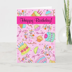 Tarjeta Tortas rosadas de Fuchsia/Personalizado de pastele