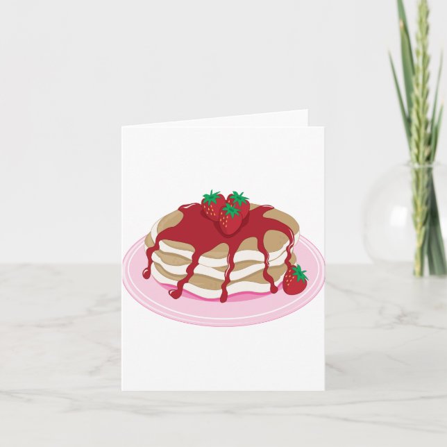 Tarjeta Tortitas de Fresa Dulce Comida para Desayuno (Anverso)