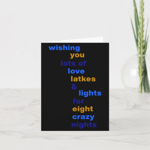 Tarjeta Tortitas de Hanukkah divertidas Amor Luces Azules