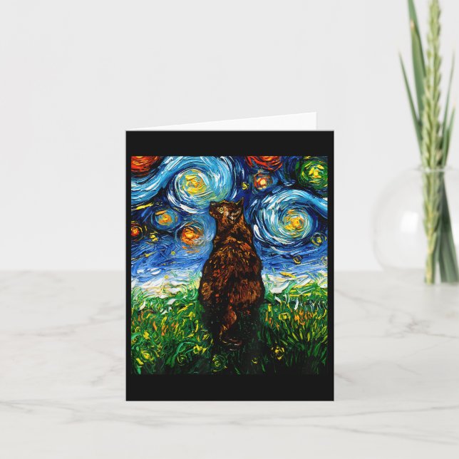 Tarjeta Tortoiseshell Tortie Starry Night Kitty Cat Art De (Anverso)