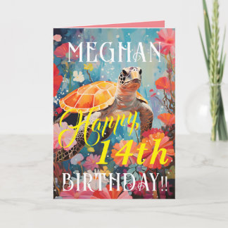 Tarjeta Tortuga Clásica Y Océano Feliz Cumpleaños