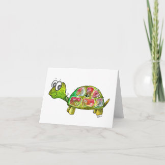 Tarjeta Tortuga colorida y caprichosa