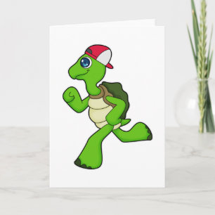 Tarjeta Tortuga como corredora con gorra