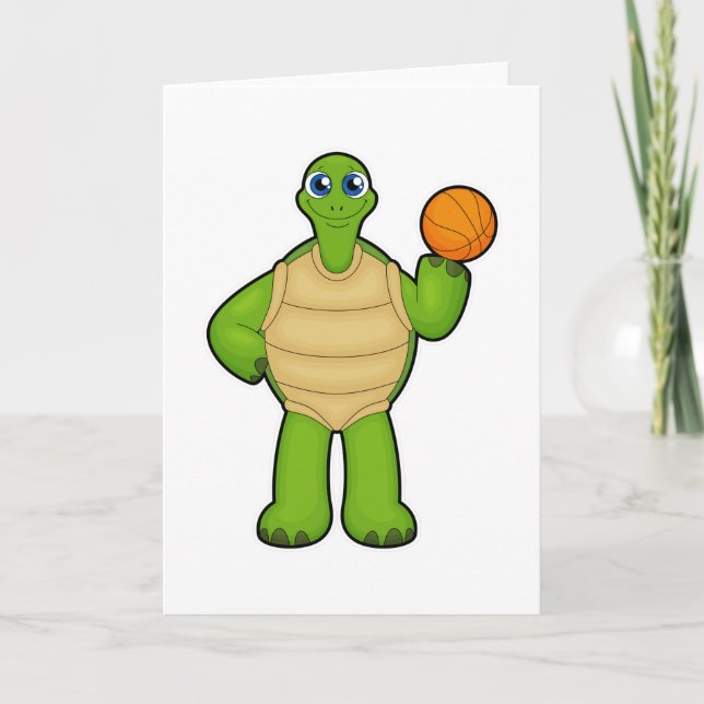 Tarjeta Tortuga como jugador de baloncesto con Balón de ba (Anverso)