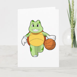 Tarjeta Tortuga como jugador de baloncesto con baloncesto.