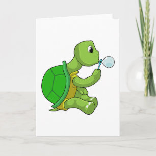Tarjeta Tortuga con burbujas de jabón