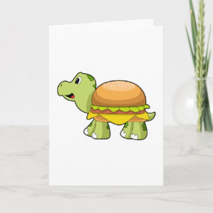 Tarjeta Tortuga con caparazón como hamburguesa. PNG