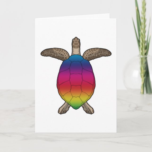 Tarjeta Tortuga con Colores de Arcoíris (Anverso)