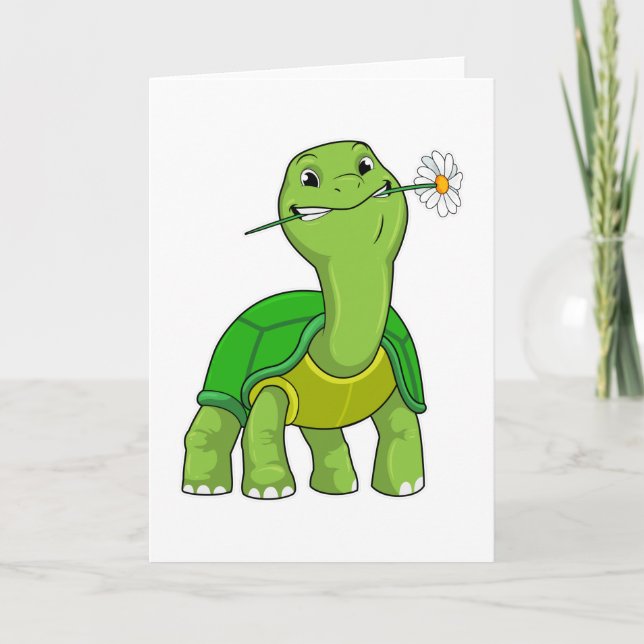 Tarjeta Tortuga con Flor Margarita (Anverso)