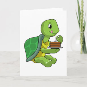 Tarjeta Tortuga con pastel