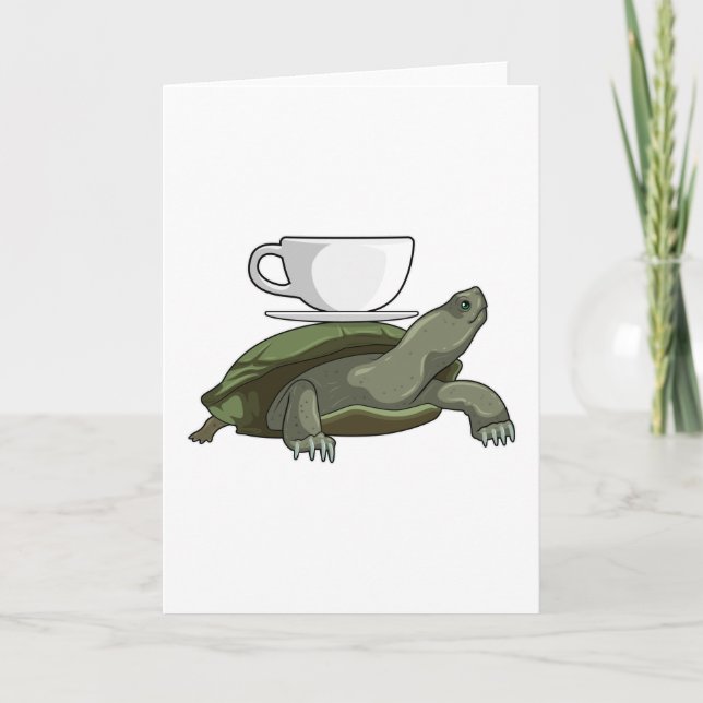 Tarjeta Tortuga con taza de té (Anverso)