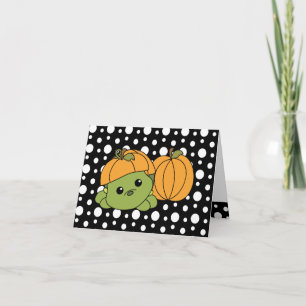 Tarjeta ¡Tortuga cortada en un traje de calabaza!