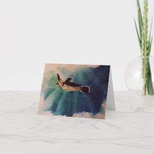 Tarjeta tortuga de bebé en acuarela de superficie