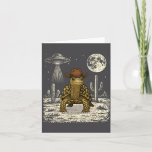 Tarjeta Tortuga De Caja Oriental Divertida Vaquero Ovni Oc