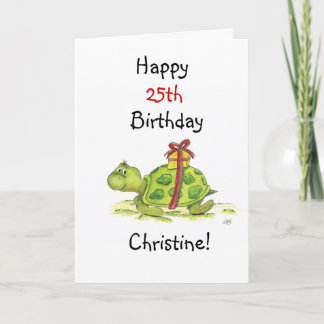 Tarjeta Tortuga de cumpleaños - Personalizar de edad y nom