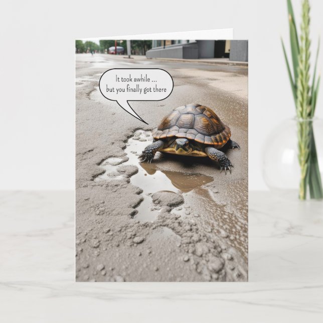 Tarjeta Tortuga de Jubilación Feliz (Anverso)