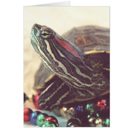 Tarjeta Tortuga del navidad del vintage