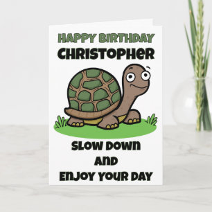 Tarjeta Tortuga Divertida Cumpleaños Lento Y Firme Persona