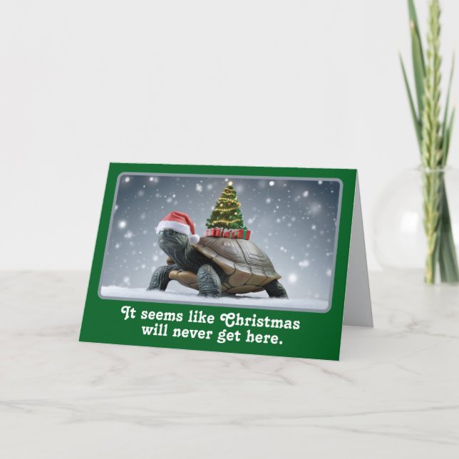 Tarjeta Tortuga divertida de Navidad (Anverso)