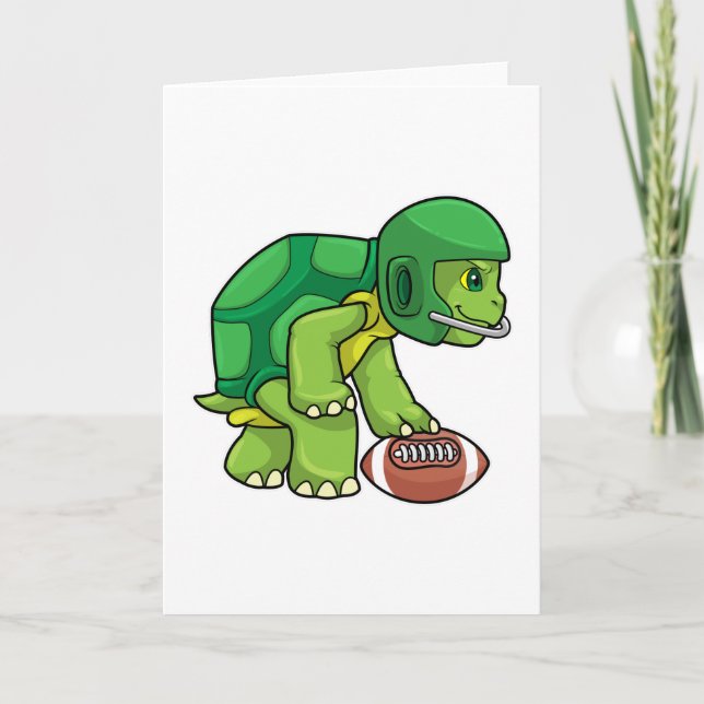 Tarjeta Tortuga en deportes con fútbol y casco (Anverso)