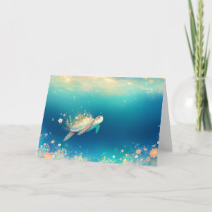 Tarjeta Tortuga Florido Paraíso Bajo el Mar