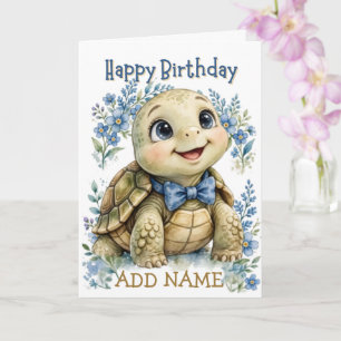 Tarjeta Tortuga macho: lazo pastel para animales bebés Cum
