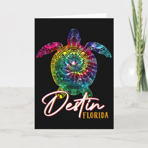 Tarjeta Tortuga marina de Destin Tie Dye Florida para fami
