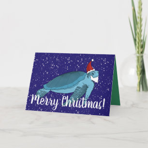 Tarjeta Tortuga marina de Santa Navidades