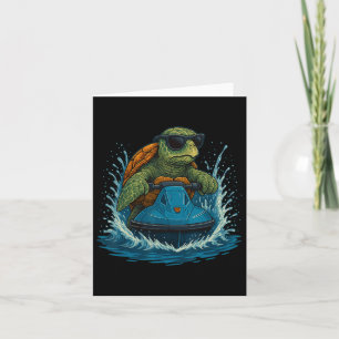 Tarjeta Tortuga Marina Guay Con Sungles Jet Skyder Summ
