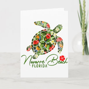 Tarjeta Tortuga Marina Playa Navarre Florida Hibisco Tropi