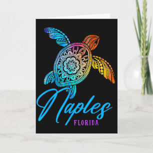 Tarjeta Tortuga marina Tie Dye Nápoles Vacaciones en la pl