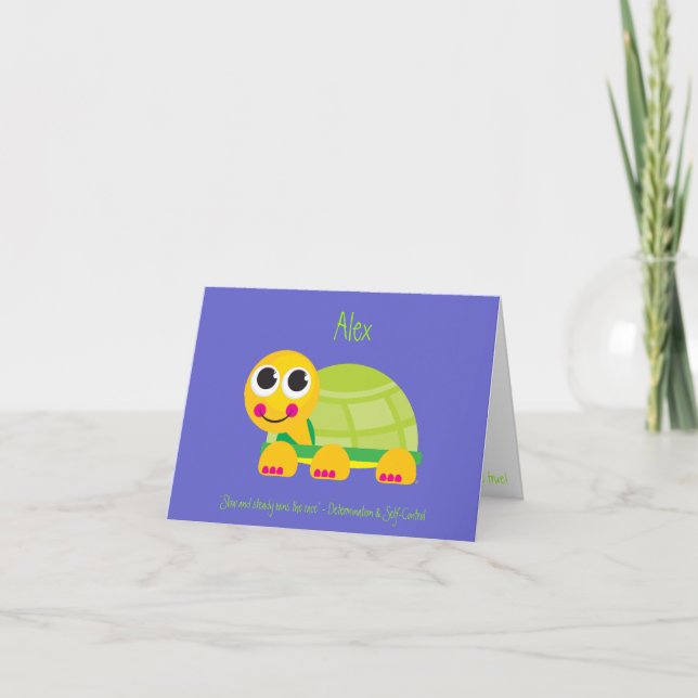 Tarjeta Tortuga Notecard con el fondo azul (Anverso)