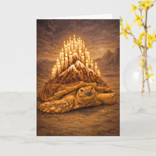 Tarjeta Tortuga rey del desierto pastel de cumpleaños mont