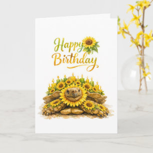 Tarjeta Tortuga Sulcata Feliz Cumpleaños 