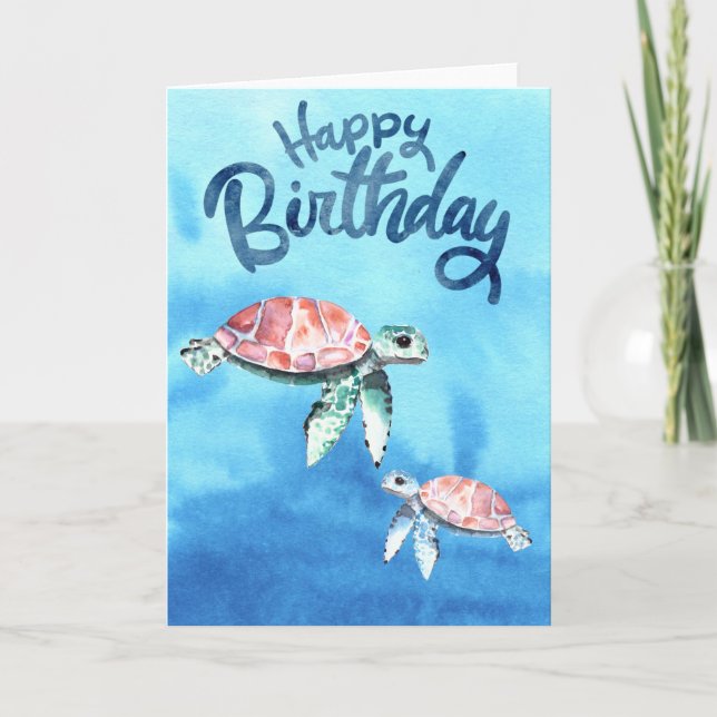 Tarjeta Tortugas acuáticas Felices cumpleaños (Anverso)