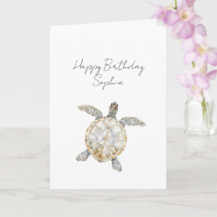 Tarjeta Tortugas Marinas de Cream Beach Cumpleaños