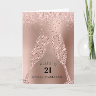 Tarjeta Tostada de Rosa de Oro Champagne 21 cumpleaños