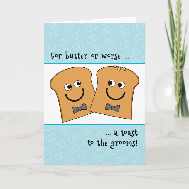 Tarjeta Tostada divertida de dos de los novios enhorabuena (Anverso)