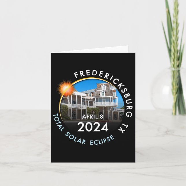 Tarjeta Total Eclipse Solar 2024 Totalidad Fredericksburg  (Anverso)