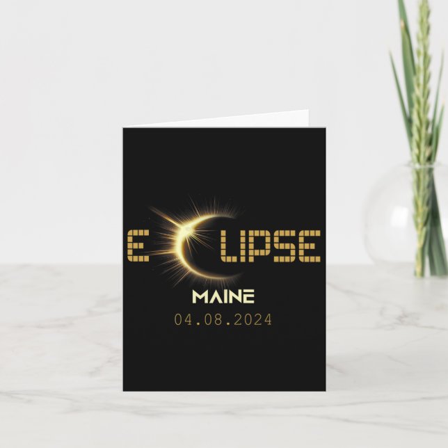 Tarjeta Total Eclipse Solar Maine Totalidad Abril 8 2024 M (Anverso)