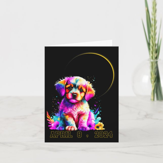 Tarjeta Total Eclipse Solar Perro 2024 Total Primavera Abr (Anverso)