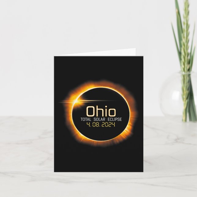 Tarjeta Totalidad De Ohio Eclipse Solar Total Abril 8 2024 (Anverso)