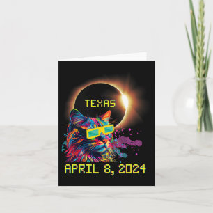 Tarjeta Totalidad Total Eclipse Solar Cat Abril 8 2024 Tex