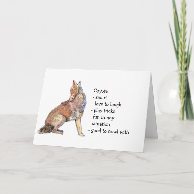 Tarjeta Tótem del coyote, cumpleaños divertido de la guía (Anverso)