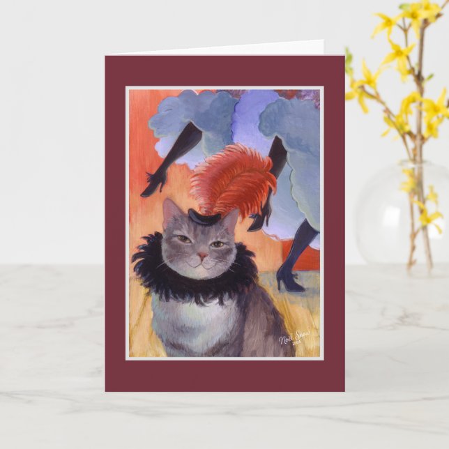 Tarjeta Toulouse-Lautrec Moulin Rouge Cat (flor amarilla)