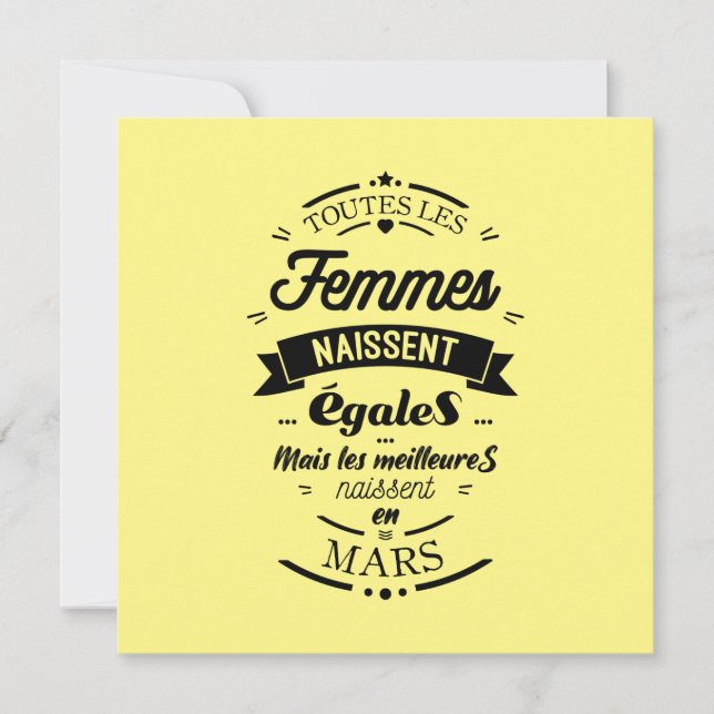 Tarjeta Toutes les femmes naissent égales - Mars (Anverso)