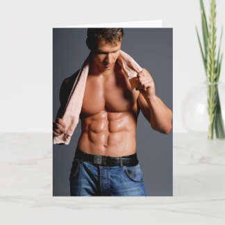 Tarjeta Towelling Off Hot Guy Greetings Card