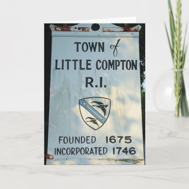 Tarjeta Town Little Compton, RI - Signo de madera fundado  (Anverso)